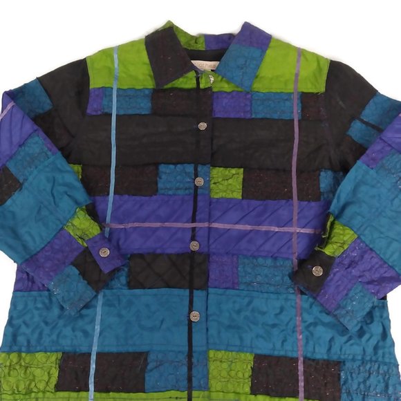 C.L.O.T.H.E.S. Womens Multicolor Patchwork Design Button Up Jacket Size Large - Picture 1 of 7